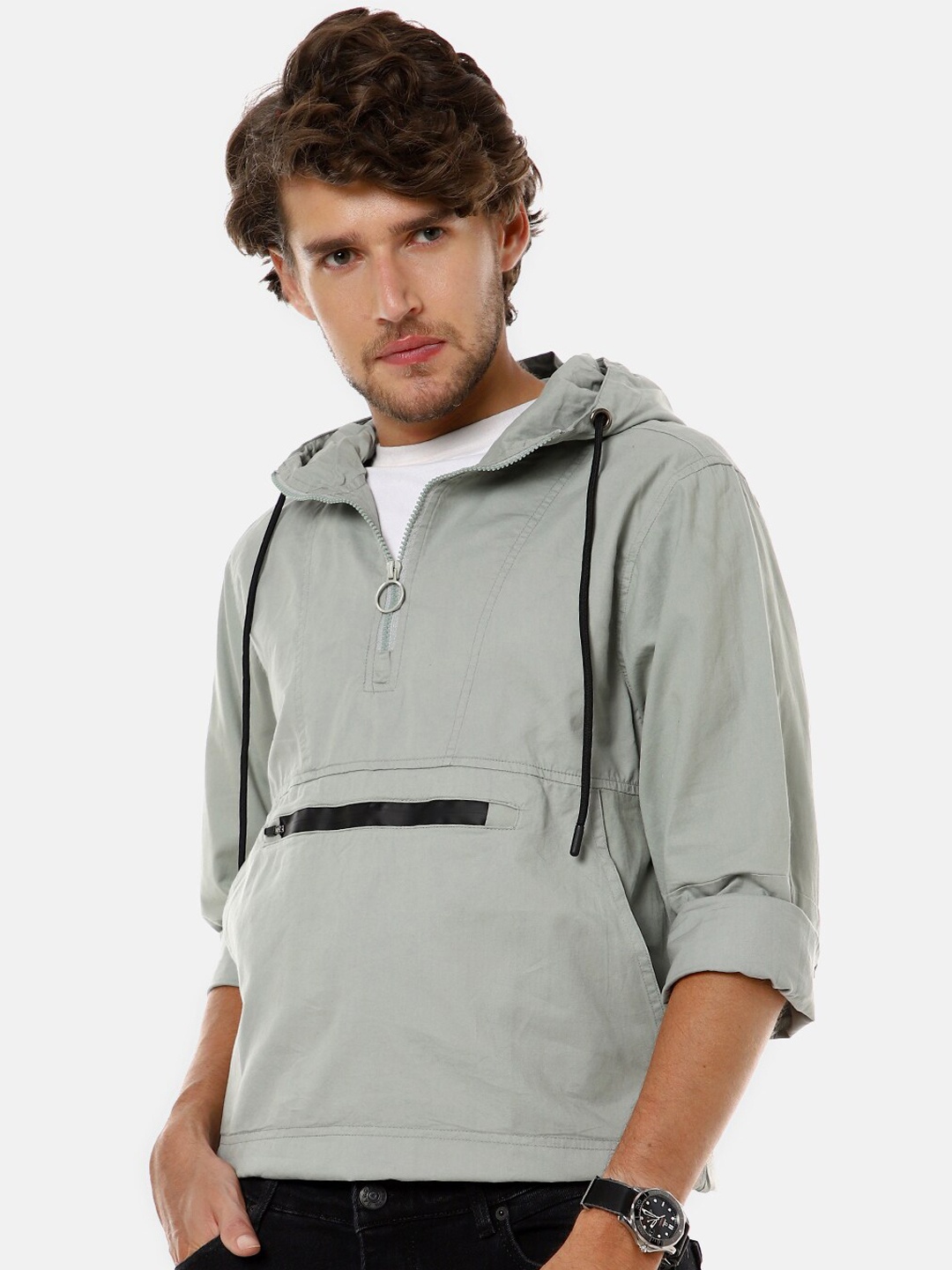 

Campus Sutra Men Grey Windcheater Sporty Jacket