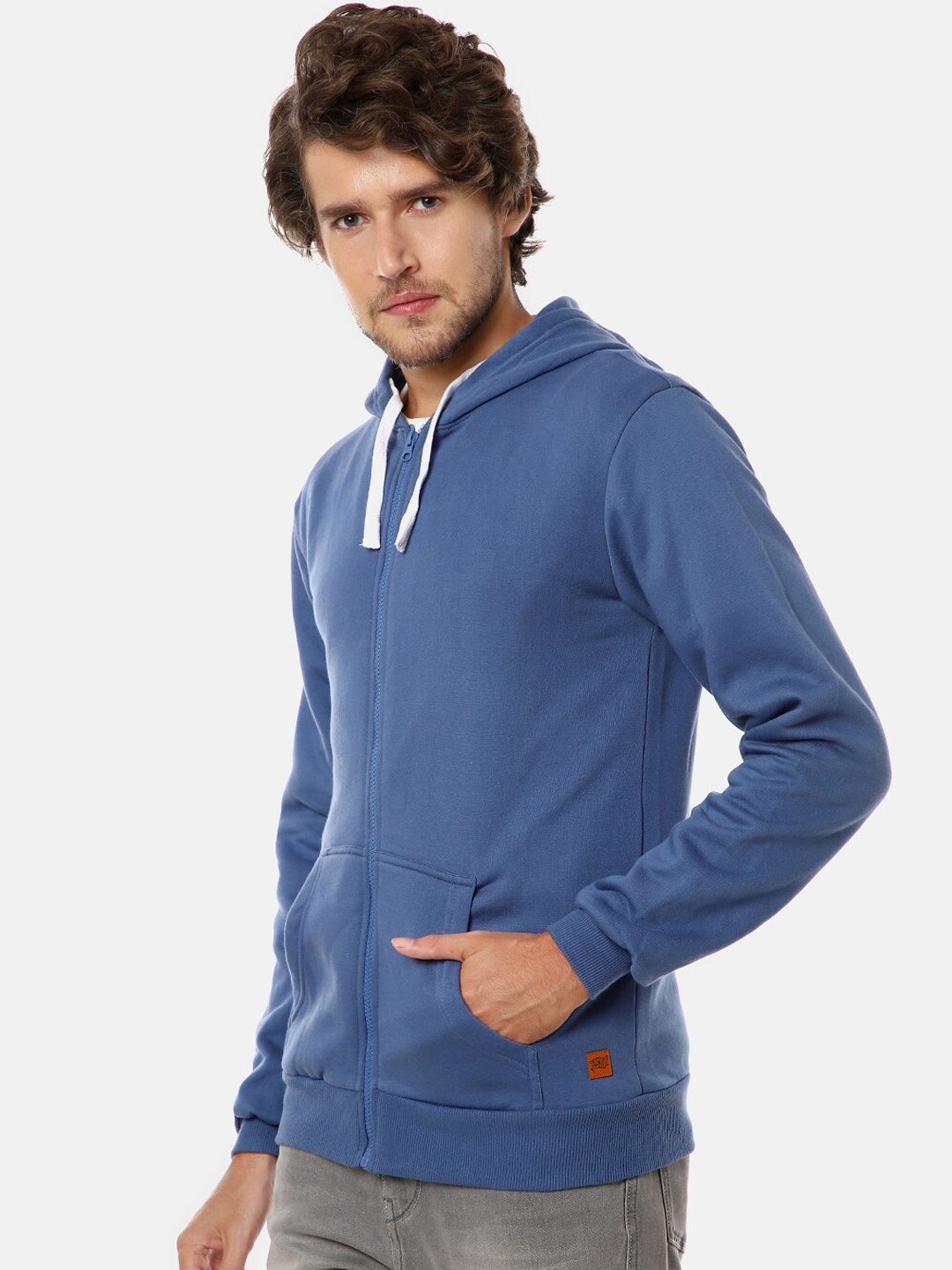 

Campus Sutra Men Blue Hooded Sweatshirt