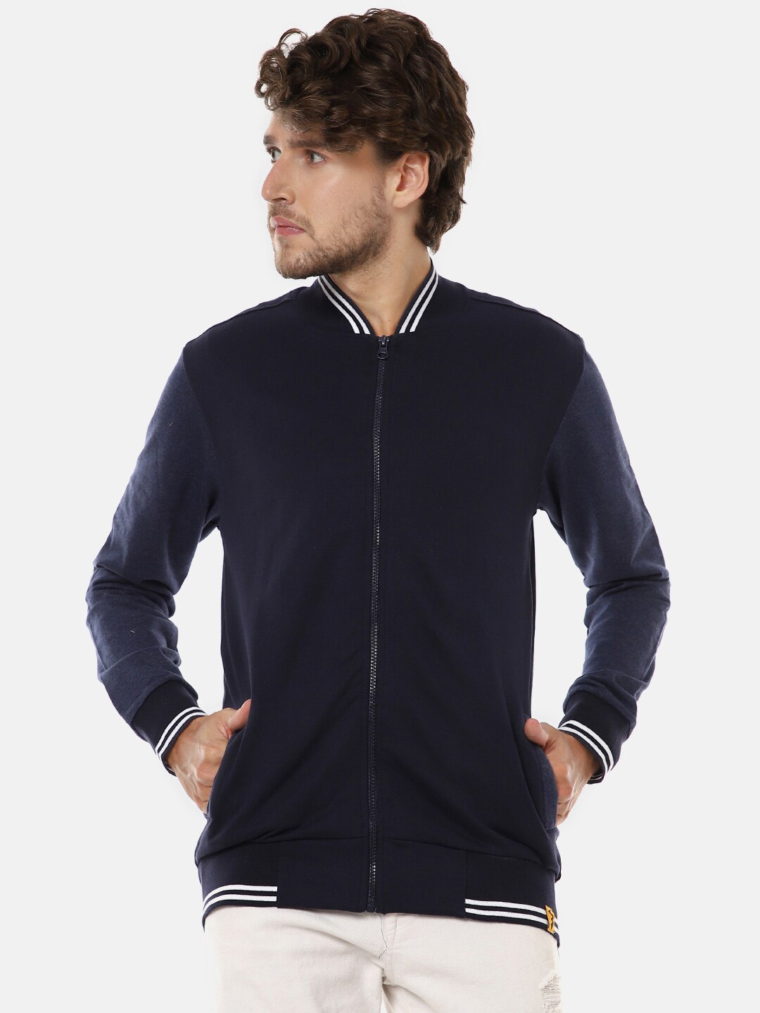 

Campus Sutra Men Navy Blue Windcheater Longline Tailored Jacket