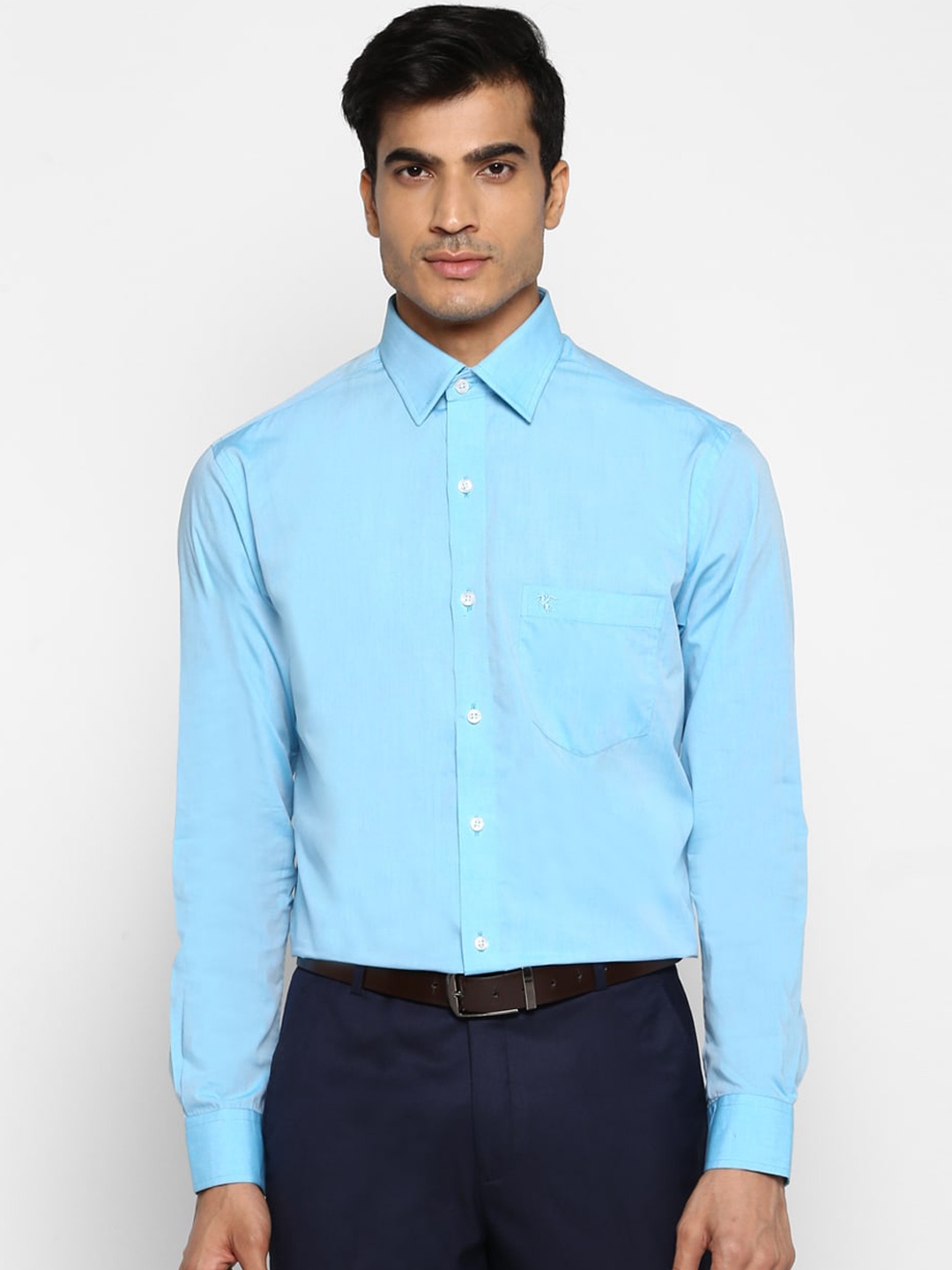 

Cantabil Men Turquoise Blue Solid Formal Shirt