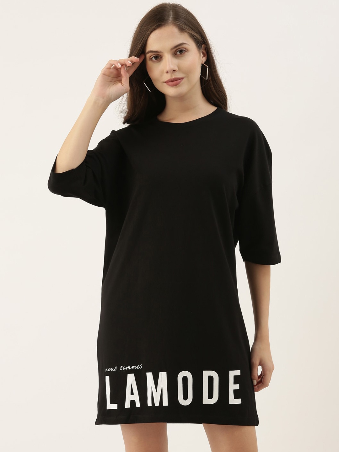 

BEVERLY BLUES Black Slim-Fit Cotton T-shirt Dress