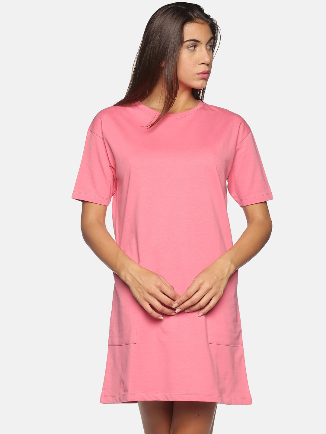 

BEVERLY BLUES Pink Cotton T-shirt Mini Dress
