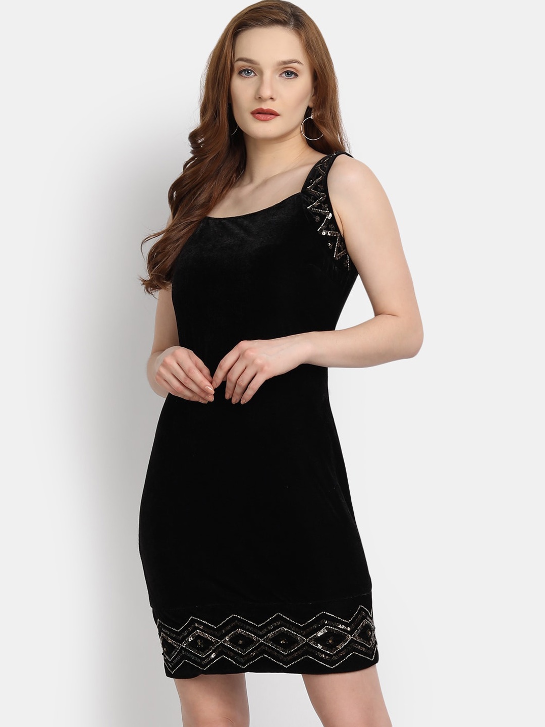 

LY2 Black Velvet Sheath Dress