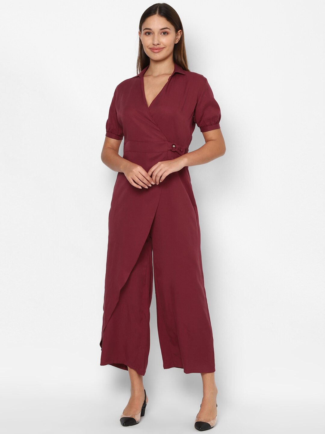 

Allen Solly Woman Maroon Tencel Basic Jumpsuit