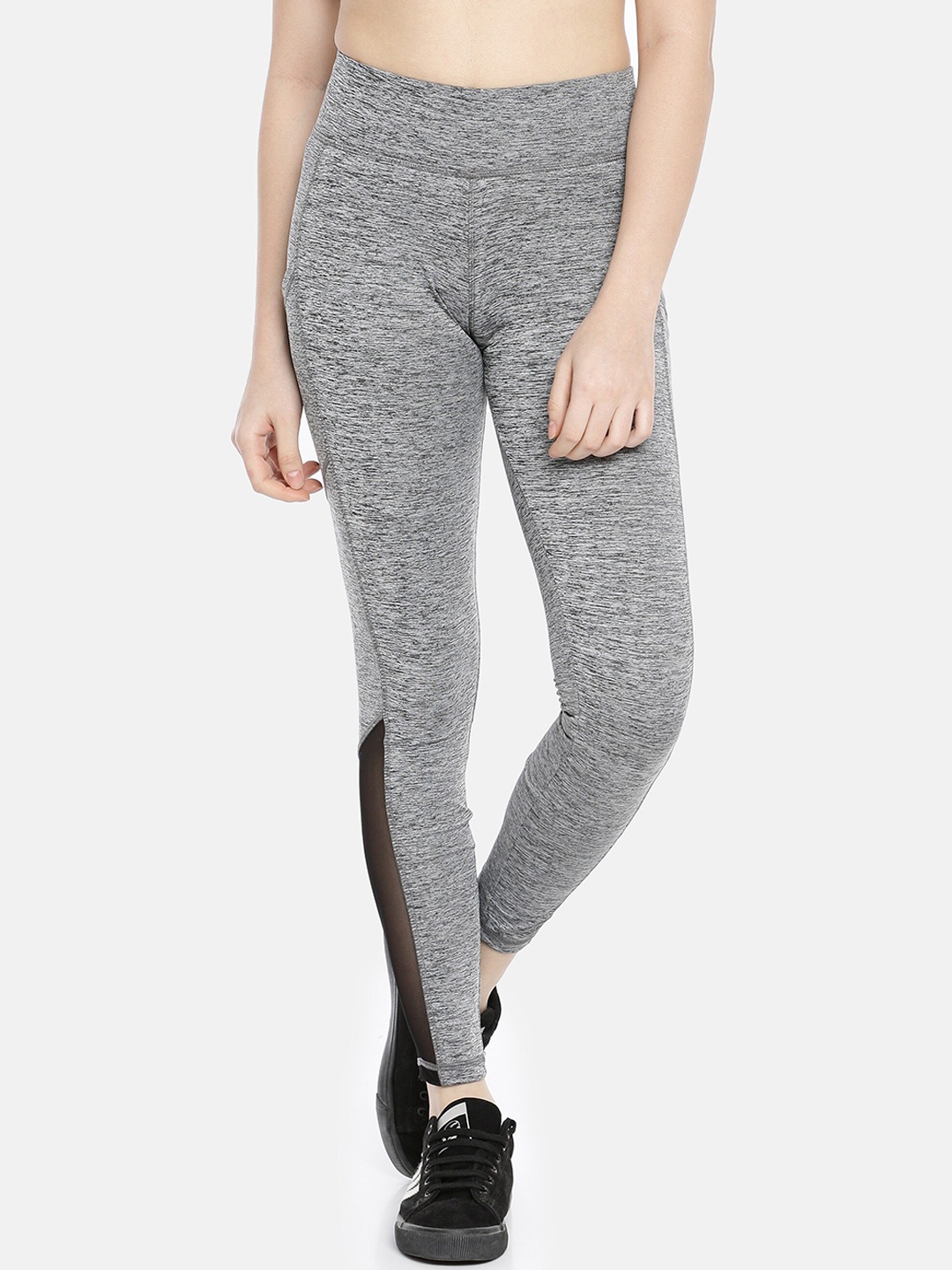 

GOLDSTROMS Women Grey Melange Self-Design Fitted Tights