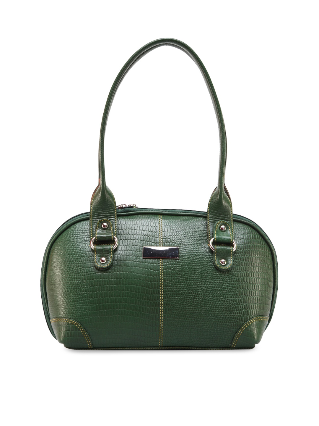 

GENWAYNE Women Green Textured Leather Handheld Bag