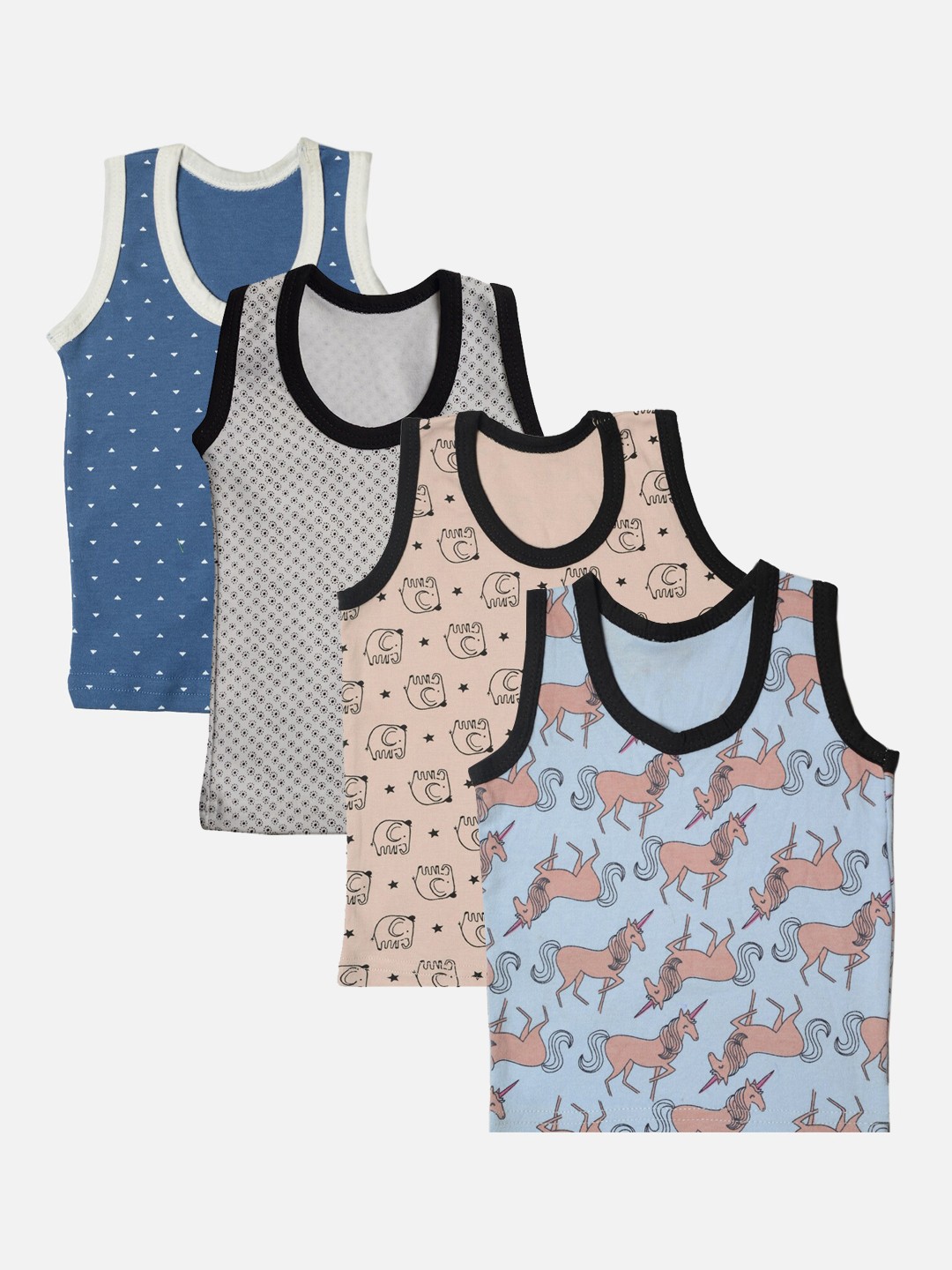 

TINY HUG Boys Pack Of 4 Assorted Cotton Basic Innerwear Vests