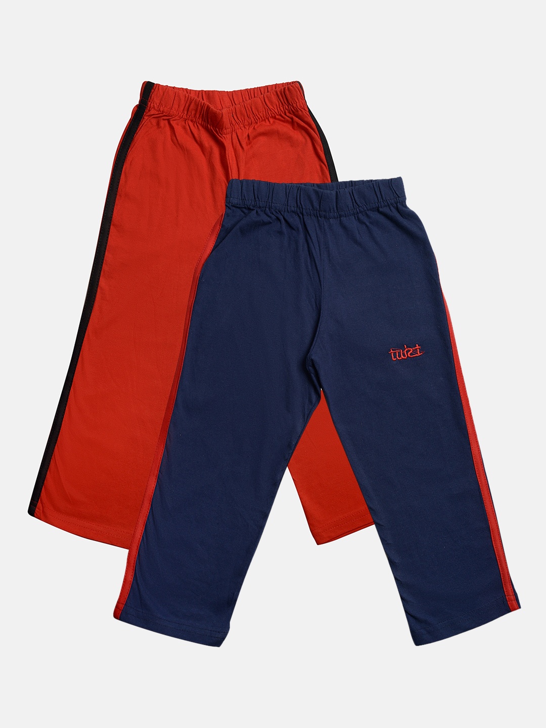

TINY HUG Boys Pack Of 2 Straight-Fit Cotton Track Pants, Blue
