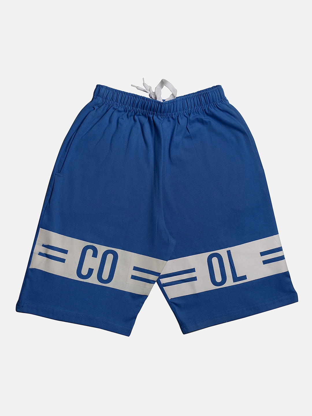 

TINY HUG Boys Blue Typography Printed High-Rise Regular Shorts