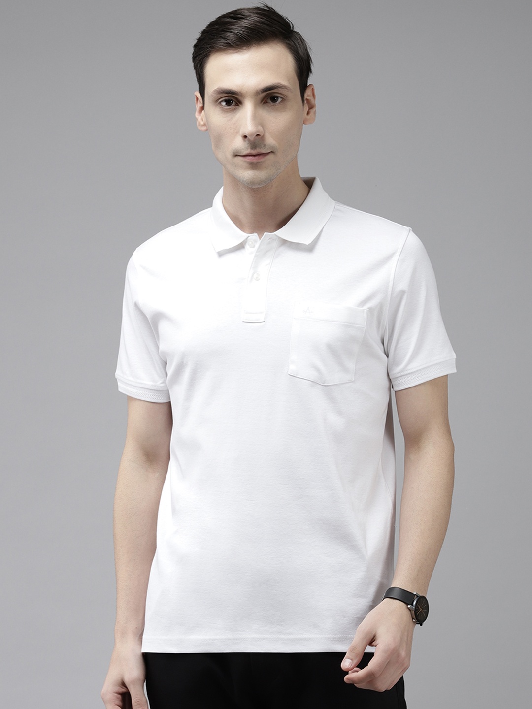 

Arrow Men White Pure Cotton Polo Collar T-shirt