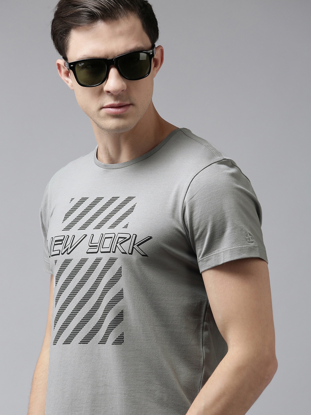 

Arrow New York Men Grey Typography Printed T-shirt
