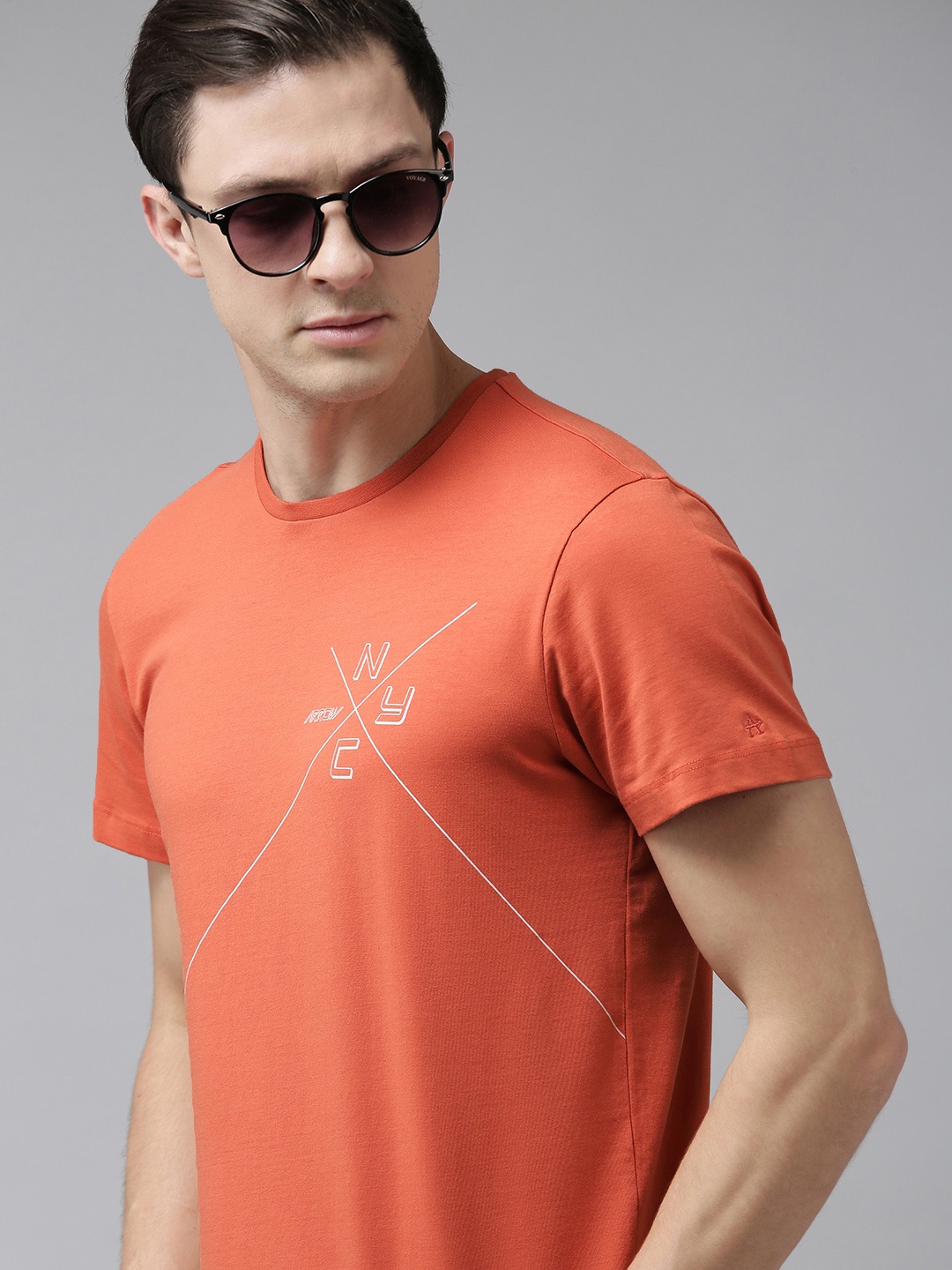 

Arrow New York Men Orange Typography Printed T-shirt