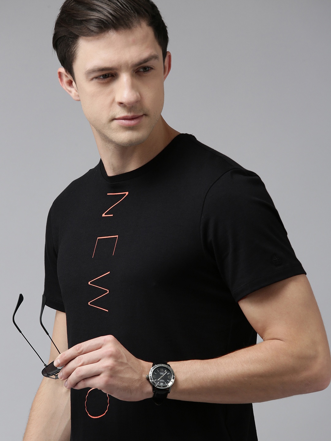 

Arrow New York Men Black Typography Printed T-shirt