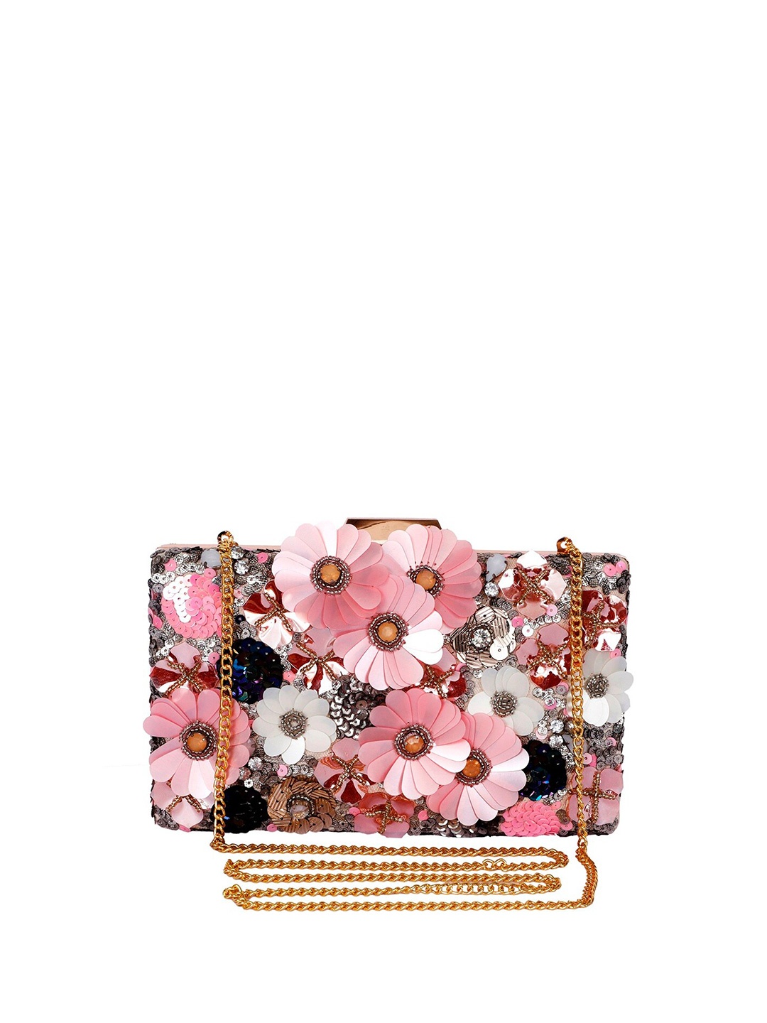 

REZZY Multicoloured Embellished Box Clutch, Multi