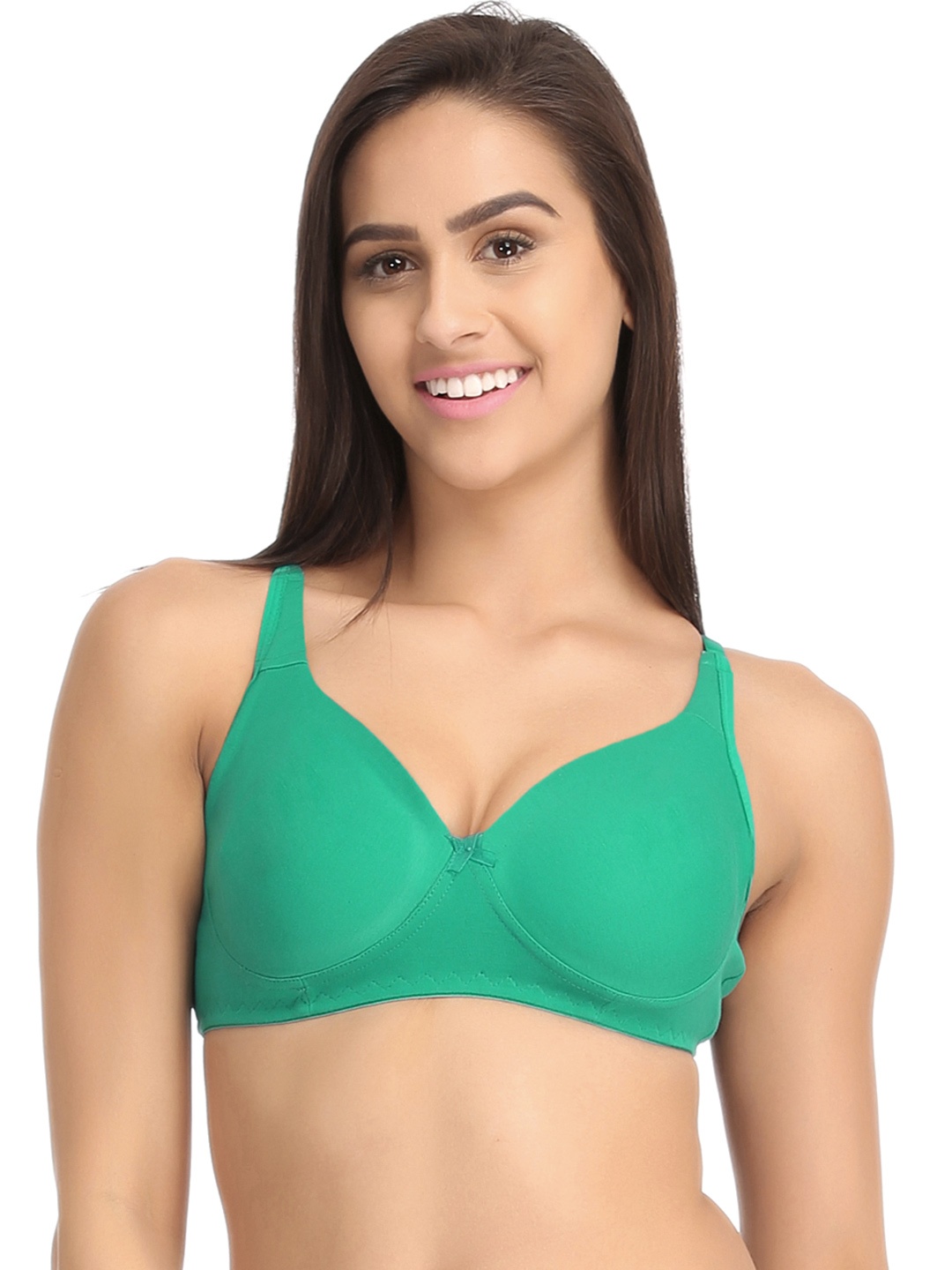 

Clovia Cotton Rich Non-Padded Non-Wired Bra With Double Layered Cups, Green