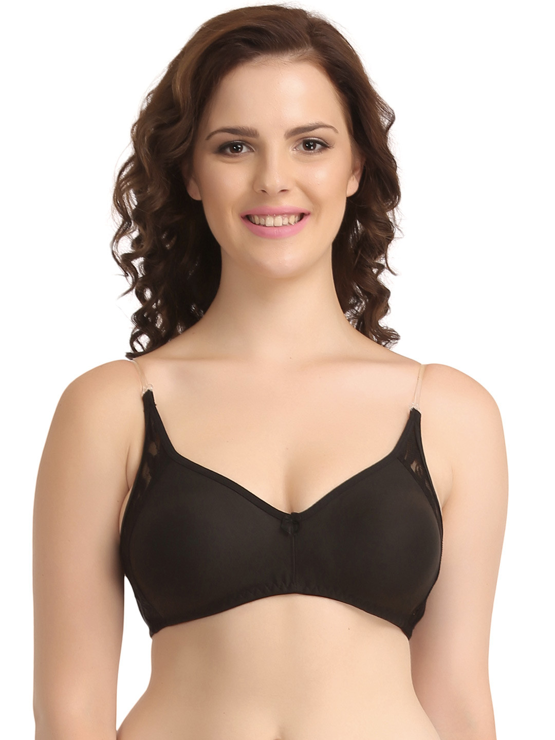 

Clovia Cotton Non-Padded Wirefree T-Shirt Bra With Double Layered Cups & Detachable Straps - Black