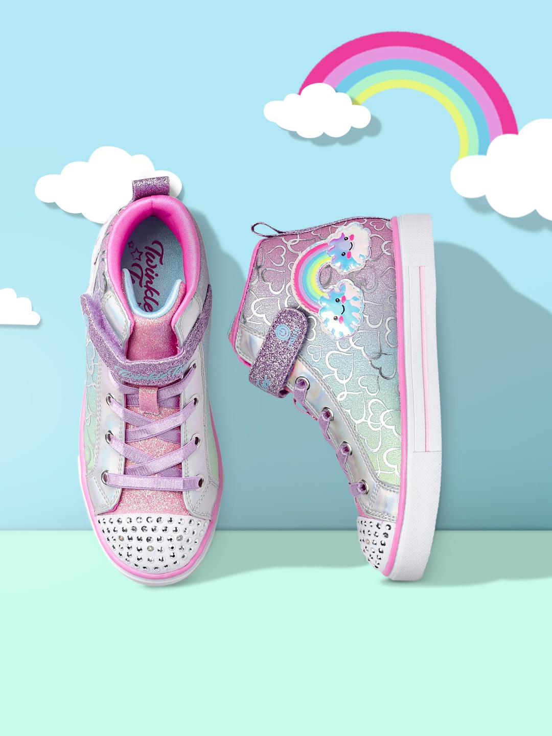 

Skechers Girls Multicoloured Stone Embellished LED Slip-On Sneakers, Multi