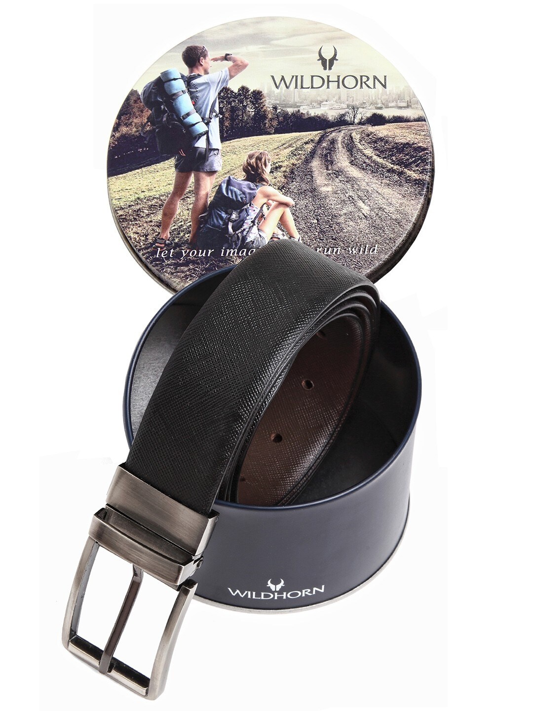 

WildHorn Men Black Leather Reversible Formal Belt