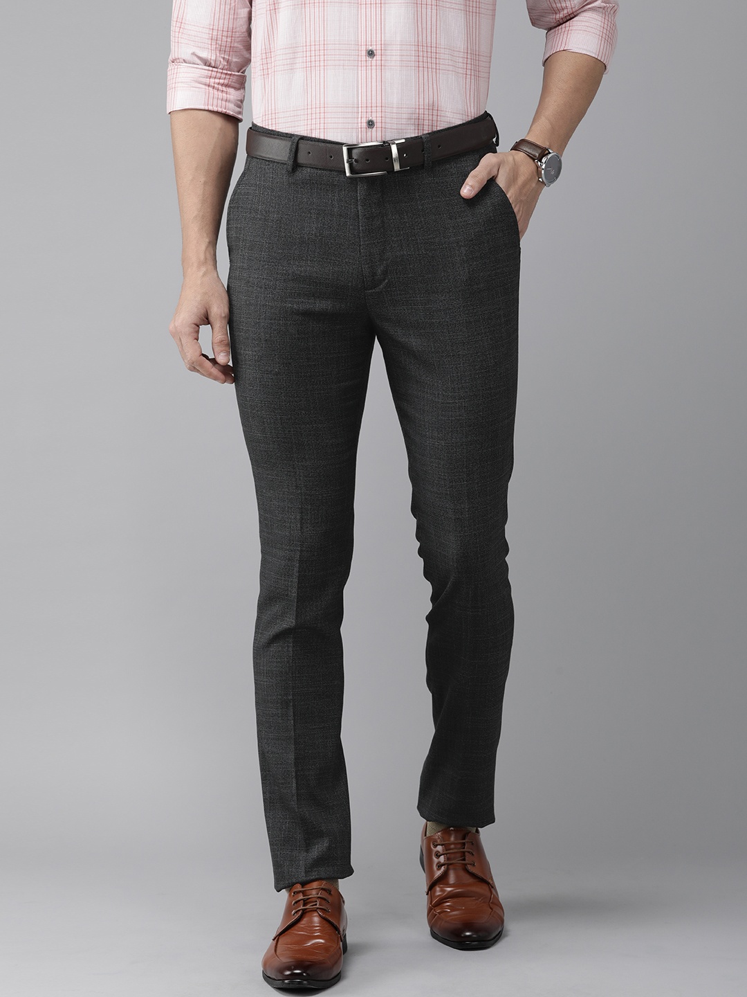 

Arrow New York Men Charcoal Slim Fit Formal Trousers