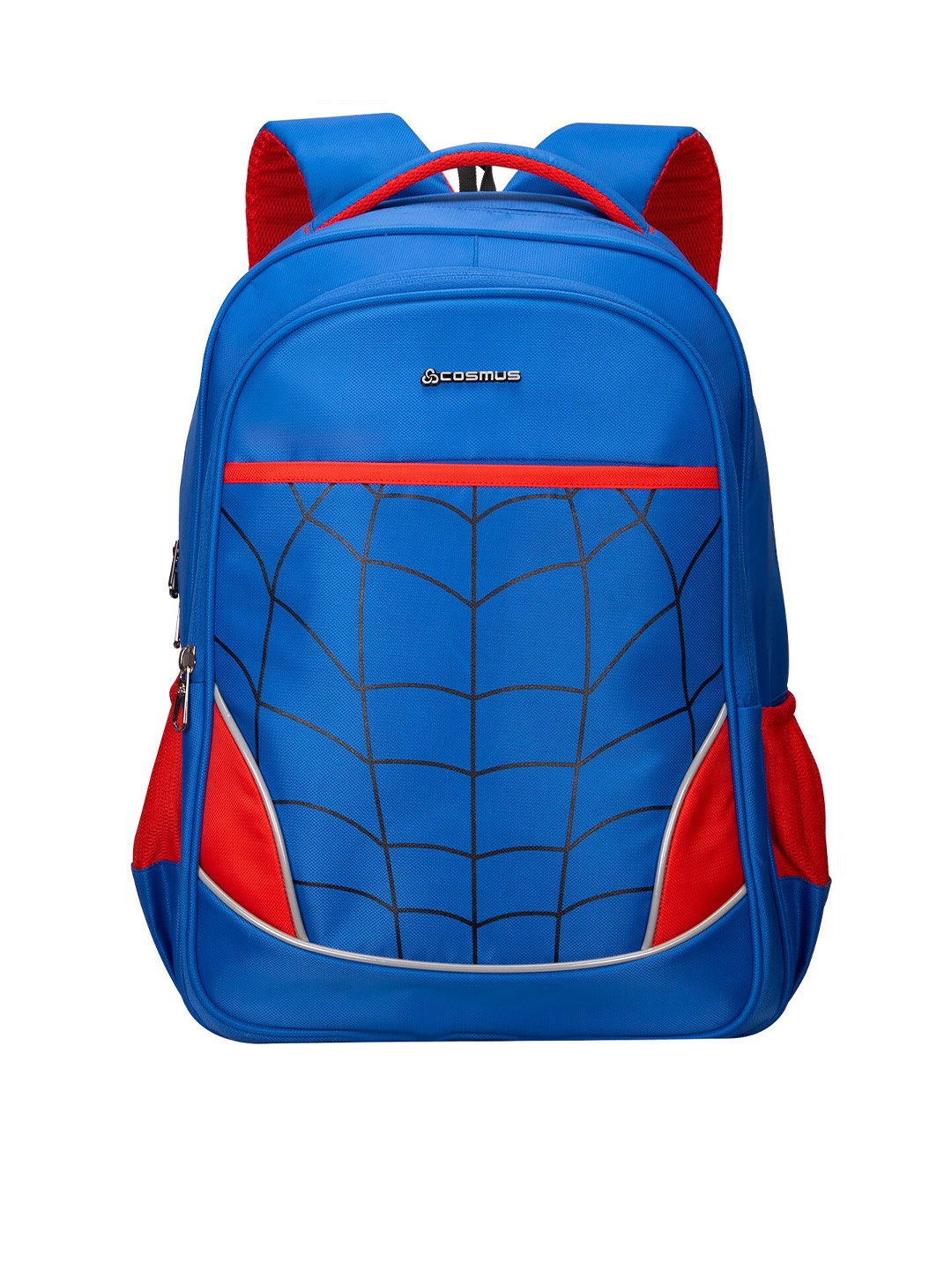 

COSMUS Unisex Blue & Red Graphic Backpack with Reflective Strip