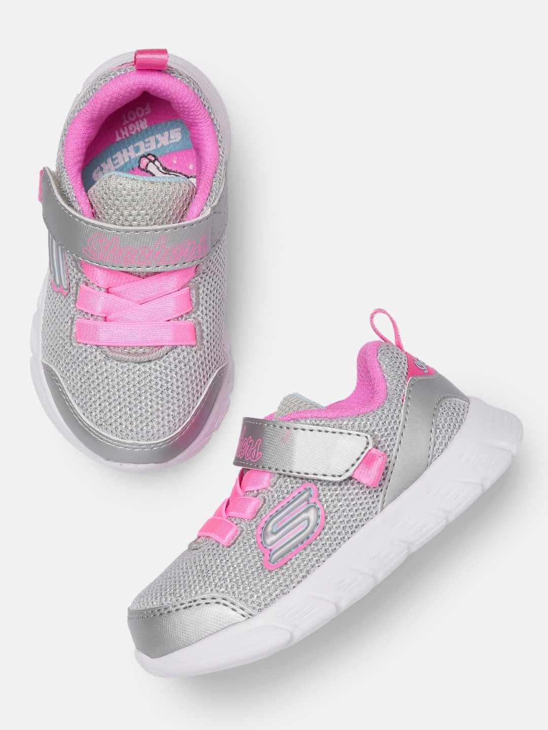 

Skechers Girls Silver-Toned & Pink Solid Comfy Flex Regular Sneakers