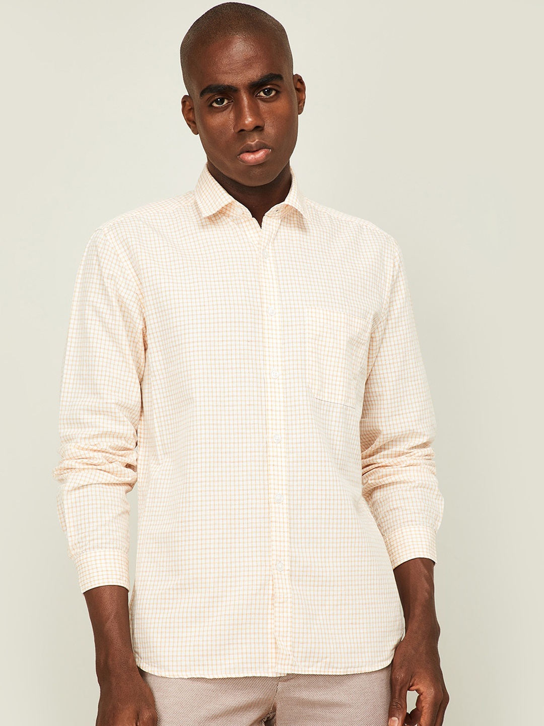 

CODE by Lifestyle Men Yellow Slim Fit Grid Tattersall Checks Checked Casual Shirt