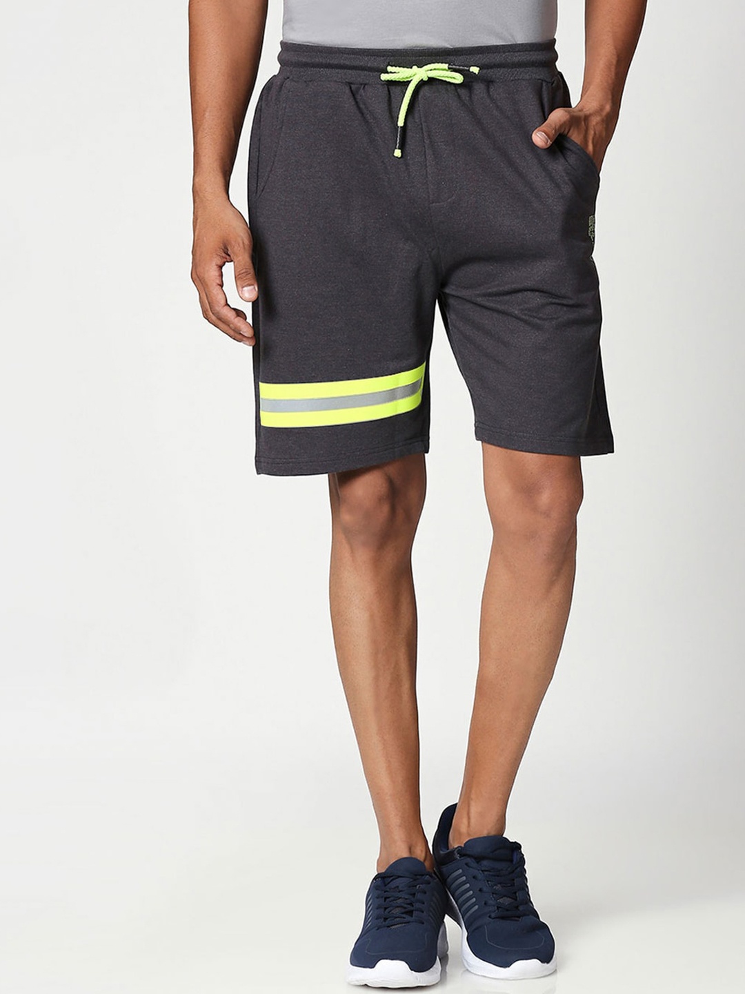 

Bewakoof Men Grey Mid-Rise Reflector Sports Shorts