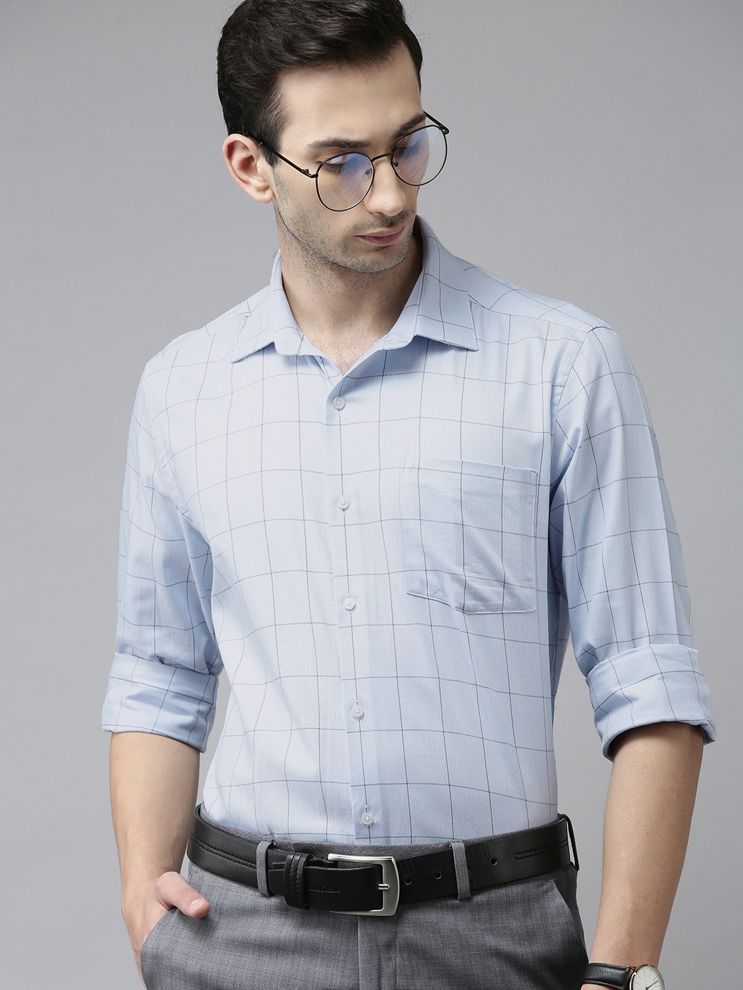 

Arrow Men Blue & Black Opaque Checked Casual Shirt