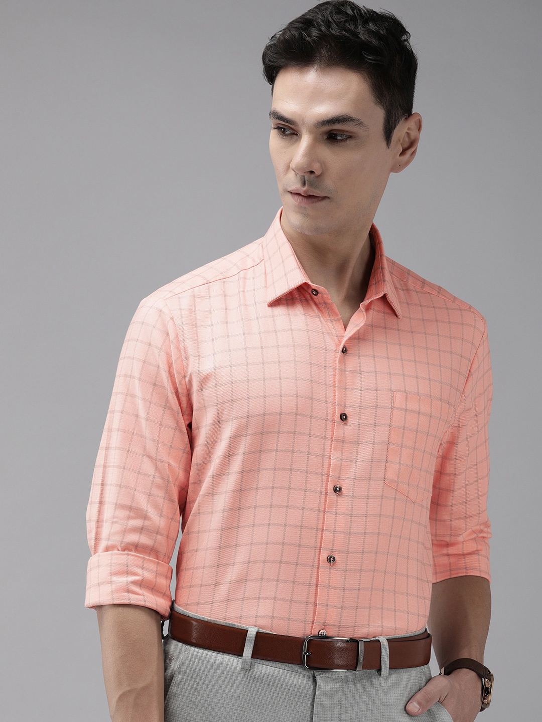 

Arrow Men Pink Slim Fit Pure Cotton Checked Formal Shirt