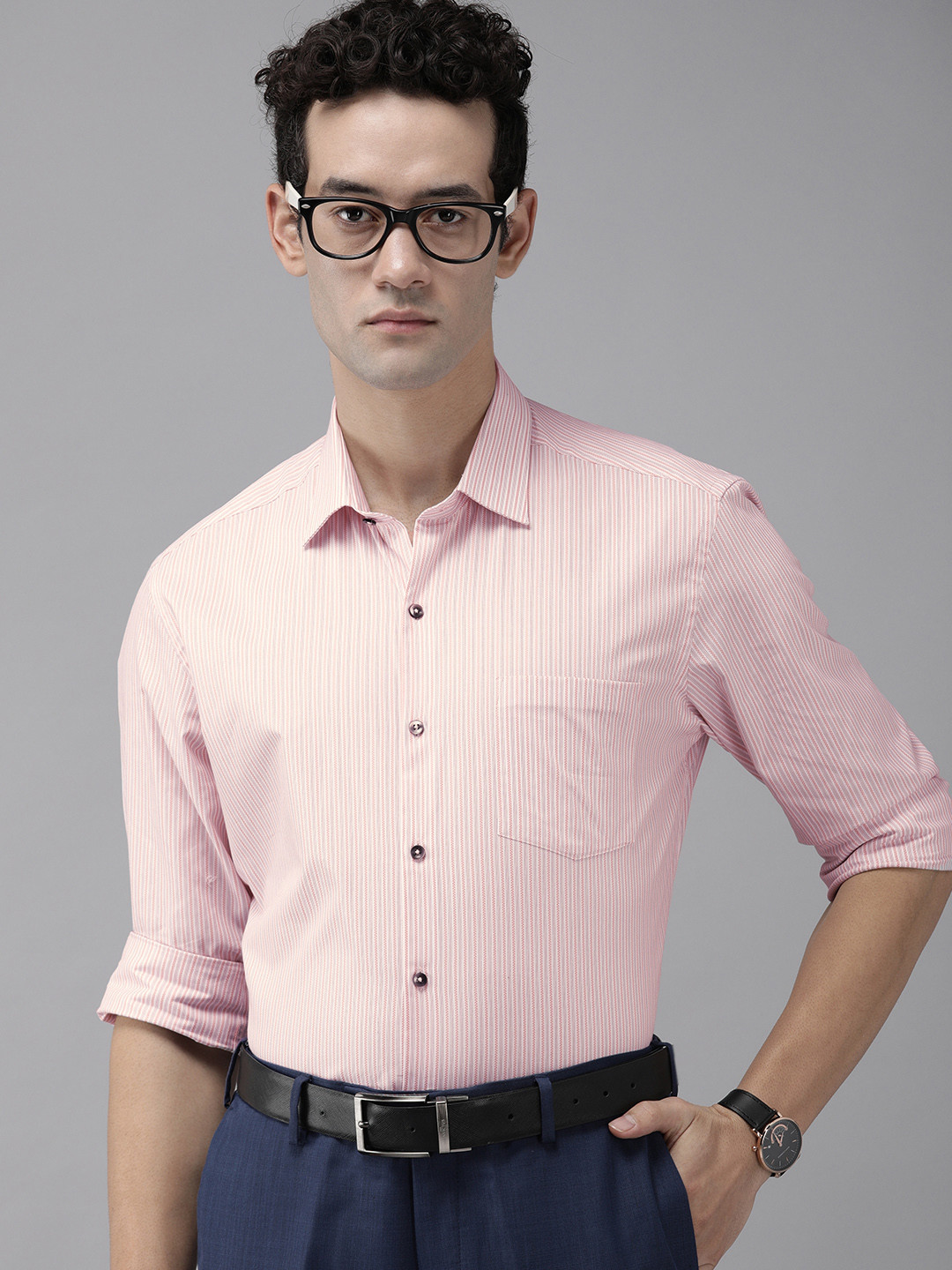 

Arrow Men Pink Slim Fit Striped Formal Shirt