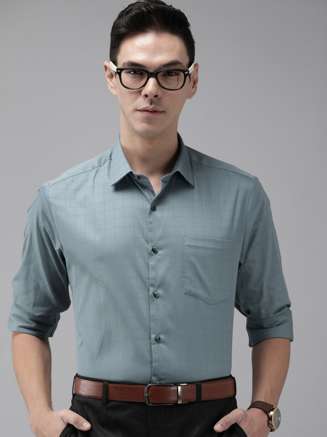 

Arrow Men Blue Slim Fit Checked Formal Shirt
