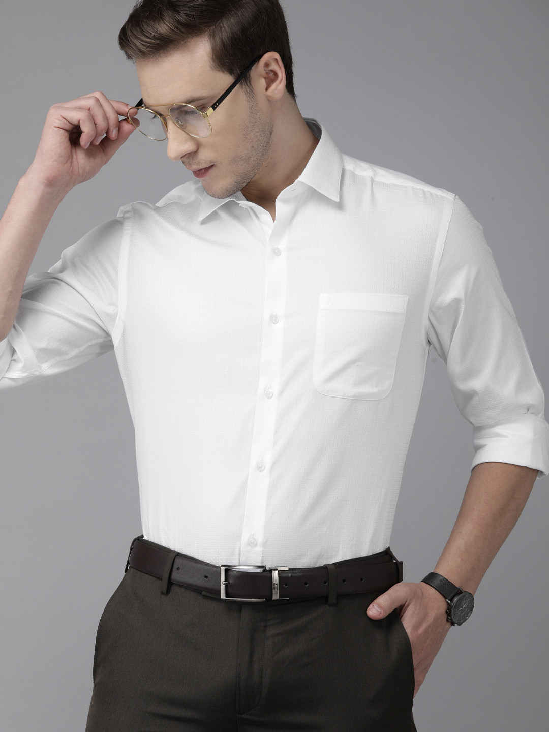 

Arrow Men White Self-design Slim Fit Formal Shirt