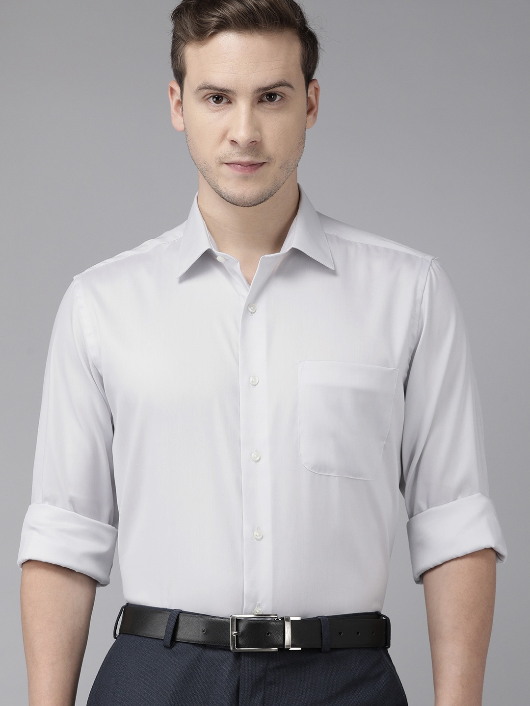 

Arrow Men Grey Pure Cotton Regular Fit Oxford Weave Opaque Semiformal Shirt