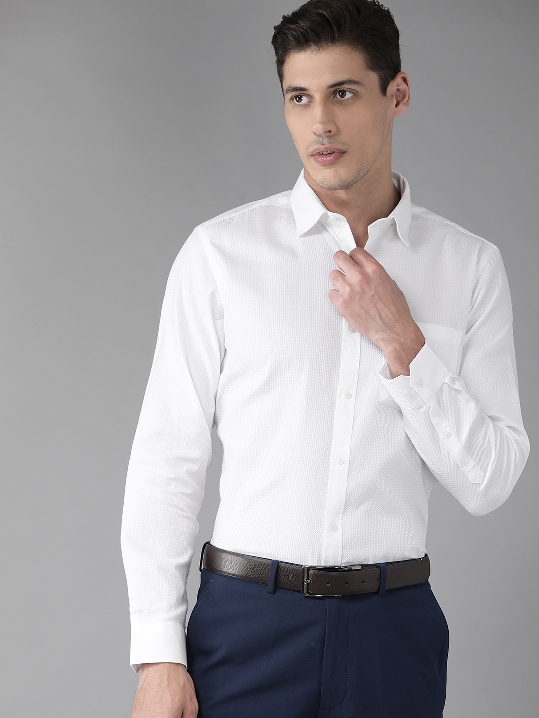 

Arrow Men White Pure Cotton Textured Opaque Formal Shirt