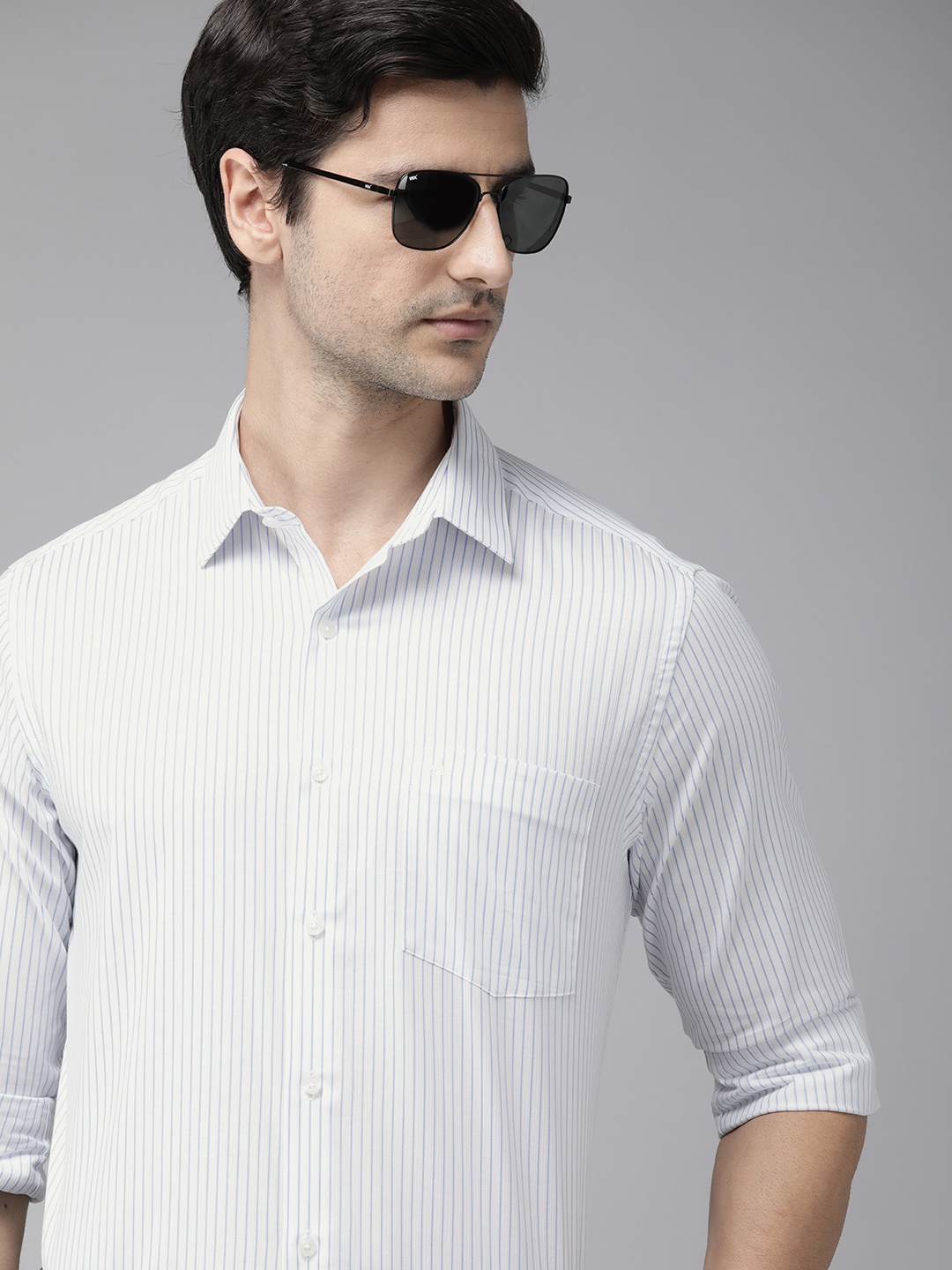 

Arrow Men White Opaque Striped Pure Cotton Formal Shirt