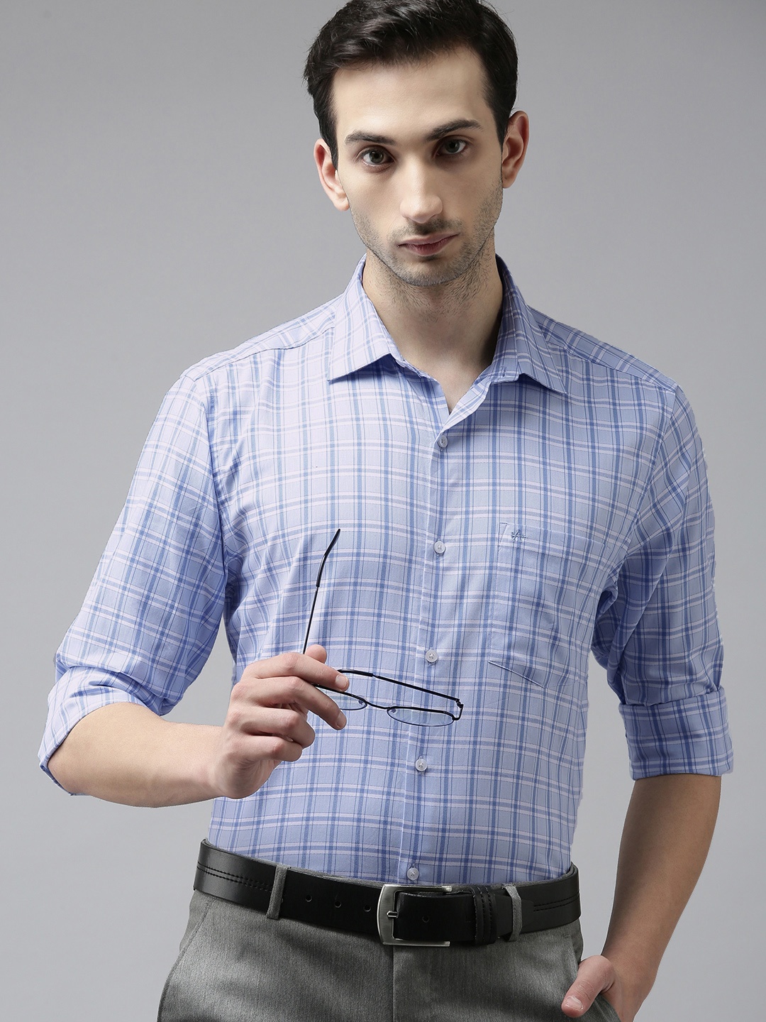 

Arrow Men Blue & White Opaque Checked Formal Shirt
