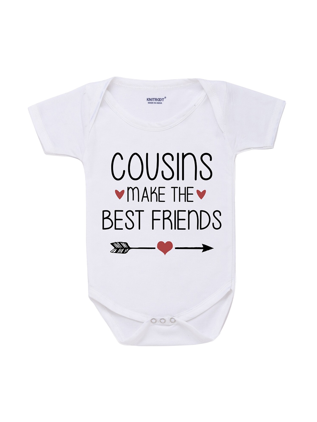 

KNITROOT Rakhi Collection Infant Kids White & Black Typography Print Cotton Bodysuit