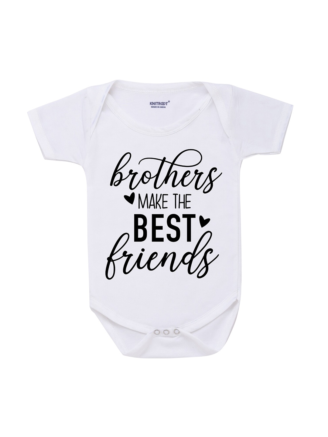 

KNITROOT Rakhi Collection Infant Boys White & Black Typography Print Cotton Bodysuit