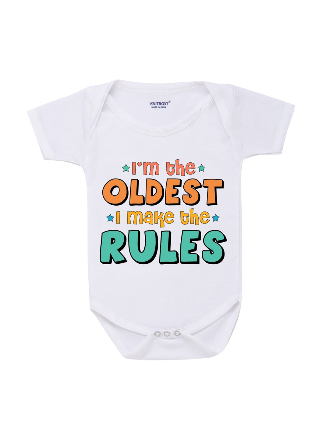 

KNITROOT Rakhi Collection Infant Kids White & Orange Typography Print Cotton Bodysuit