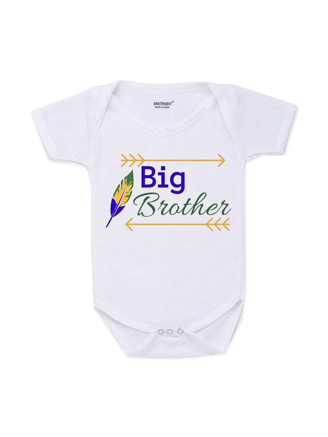 

KNITROOT Rakhi Collection Infant Boys White & Blue Typography Print Cotton Bodysuit