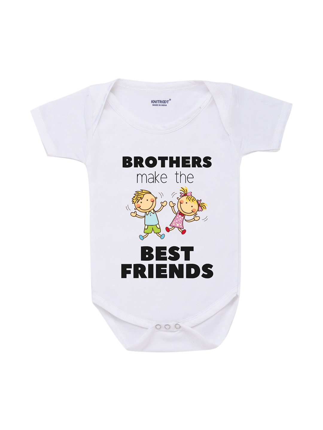 

KNITROOT Rakhi Collection Infant Kids White & Black Cotton Printed Bodysuit