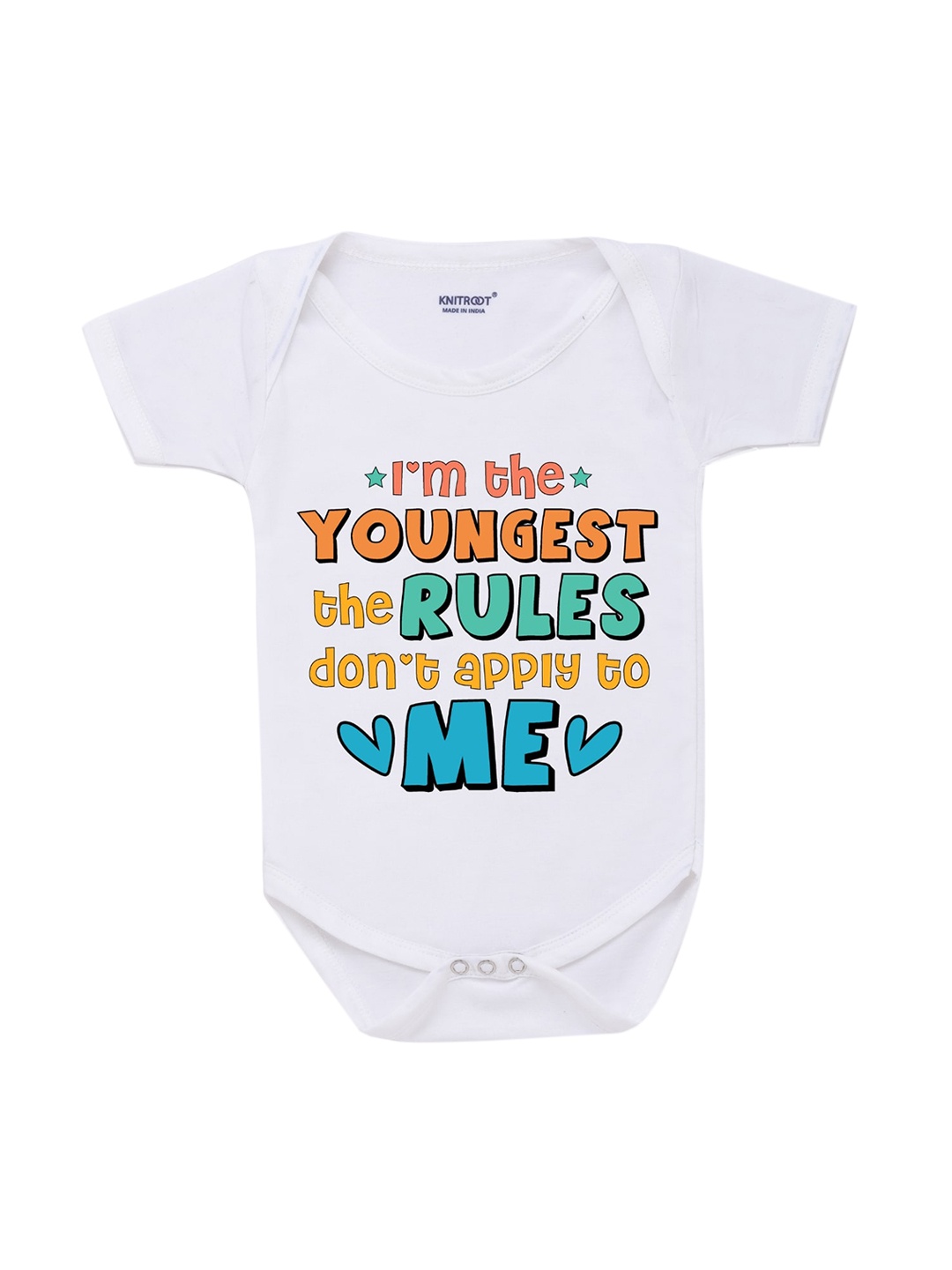 

KNITROOT Rakhi Collection Infant Kids White & Orange Cotton Printed Bodysuit