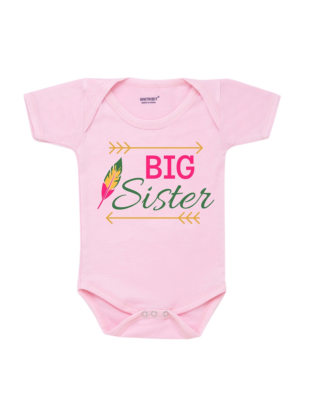 

KNITROOT Rakhi Collection Infant Girls Pink & Green Cotton Printed Bodysuit