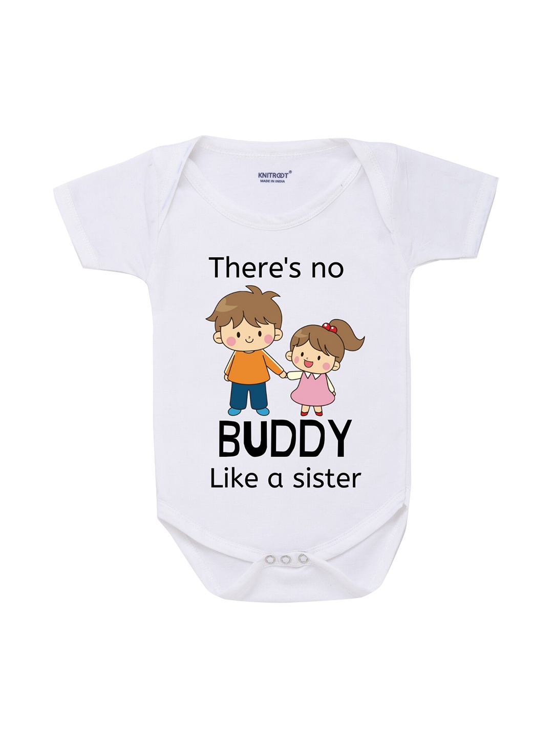 

KNITROOT Rakhi Collection Infant Kids White & Black Cotton Printed Bodysuit