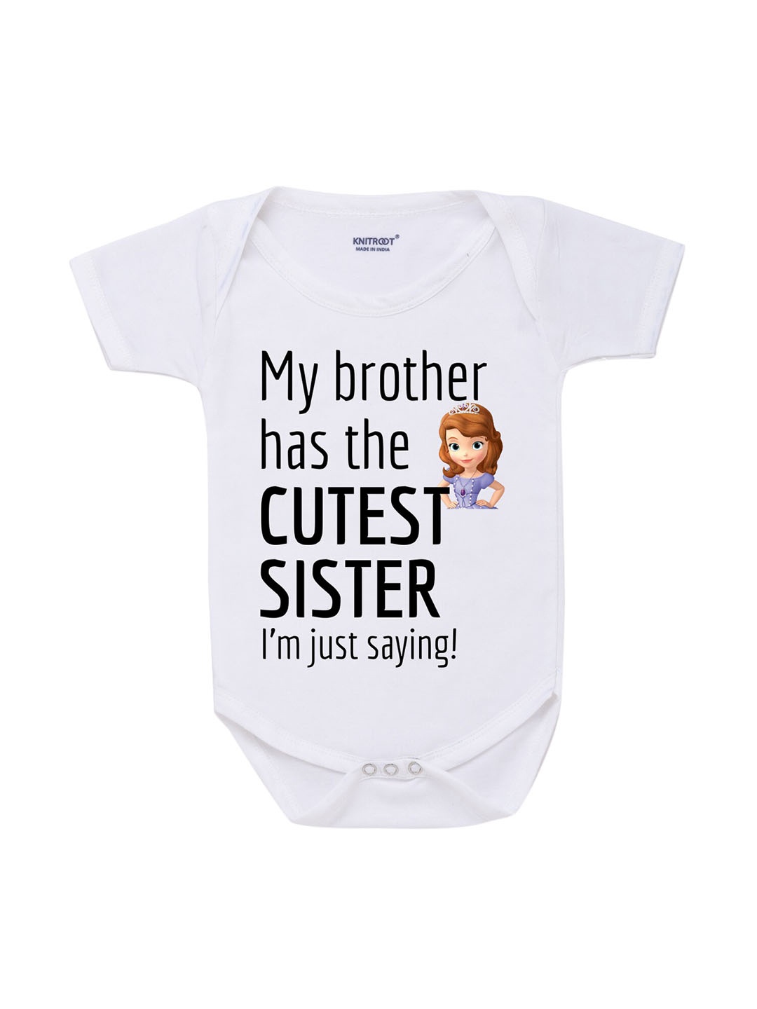 

KNITROOT Rakhi Collection Infant Girls White & Black Cotton Printed Bodysuit