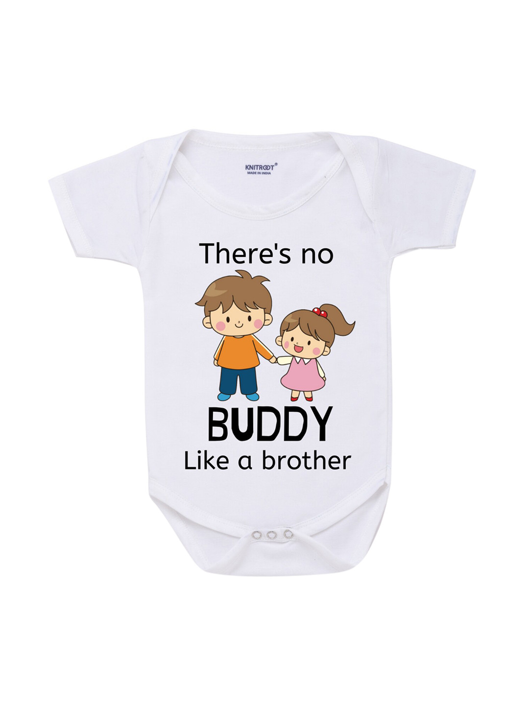

KNITROOT Rakhi Collection Infant Kids White & Black Cotton Printed Bodysuit