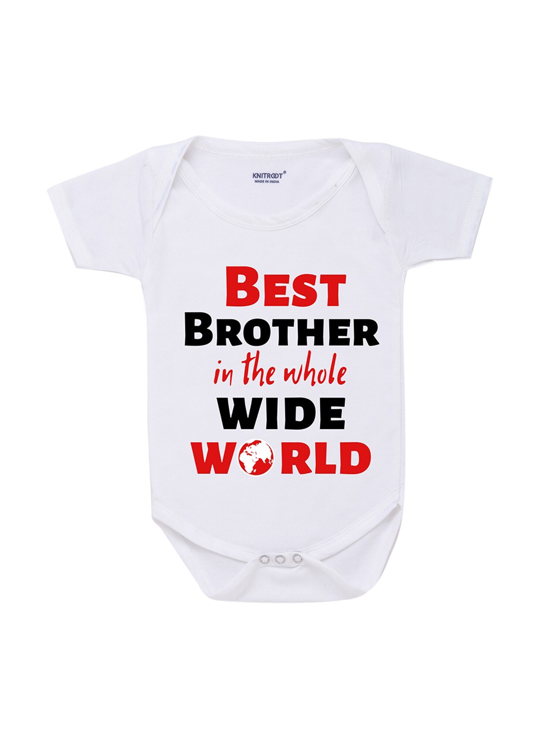 

KNITROOT Rakhi Collection Infant Boys White & Red Cotton Printed Bodysuit