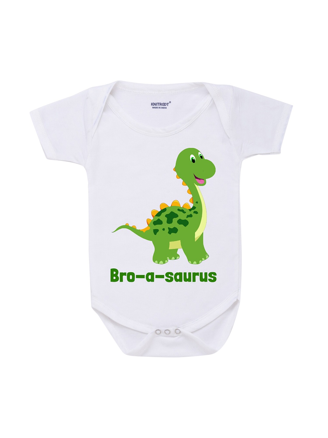 

KNITROOT Rakhi Collection Infant Boys White & Green Cotton Printed Bodysuit