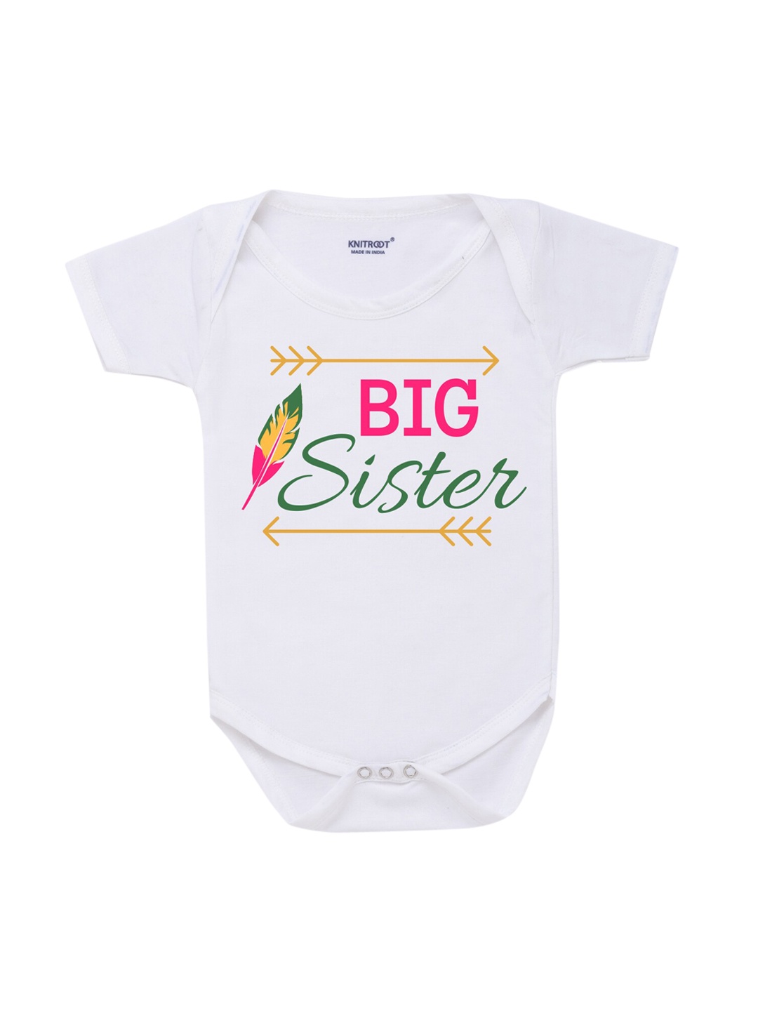 

KNITROOT Rakhi Collection Infant Girls White & Pink Cotton Printed Bodysuit