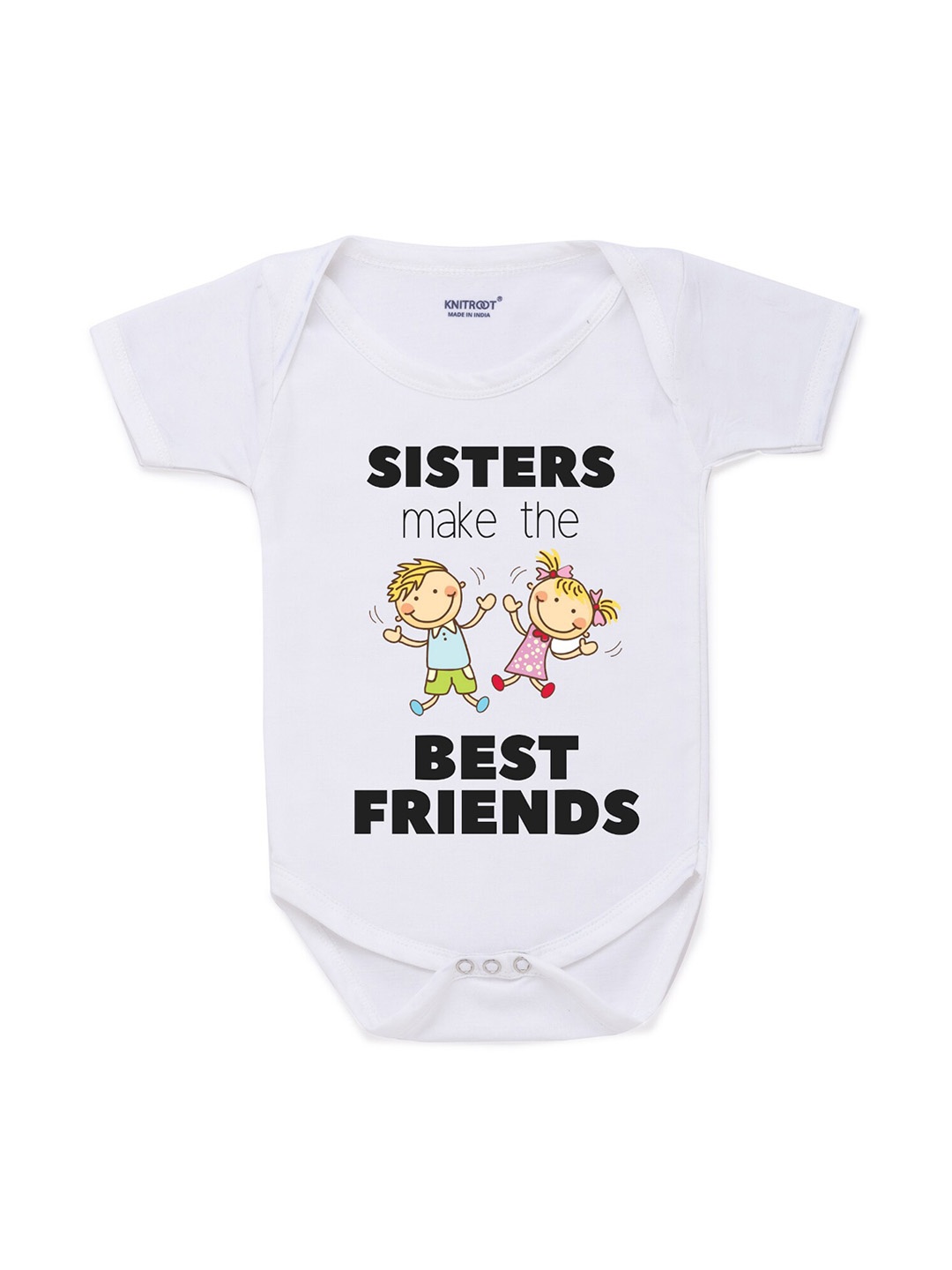

KNITROOT Rakhi Collection Infant Kids White & Black Cotton Printed Bodysuit